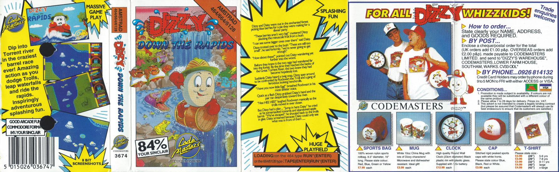 Dizzy Down The Rapids - Amstrad Front