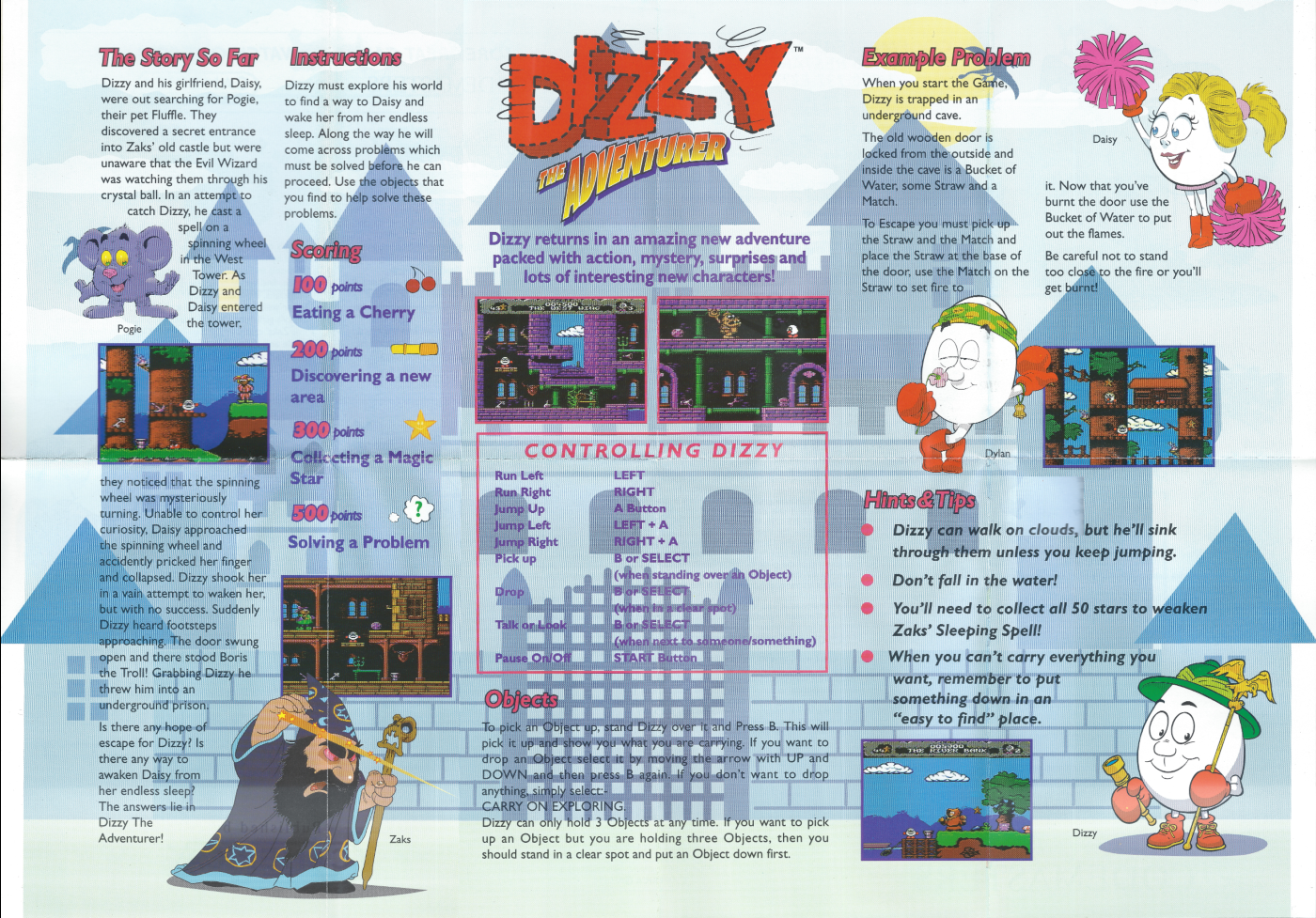 Dizzy The Adventurer - NES Aladdin Instructions Front