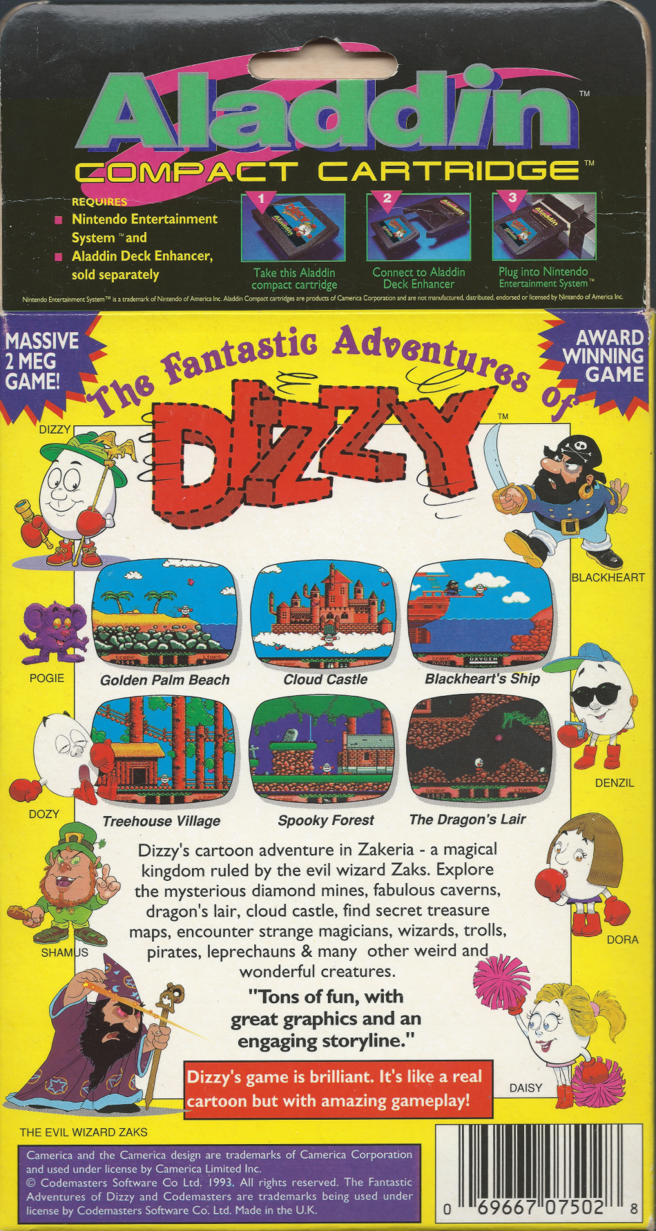 The Fantastic Adventures Of Dizzy - NES Aladdin Back