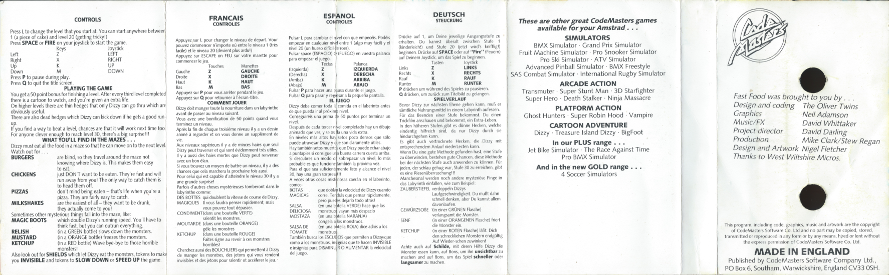 Fast Food - Amstrad Back