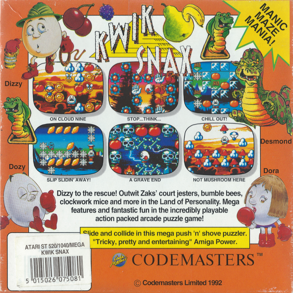 Kwik Snax - Atari ST Back