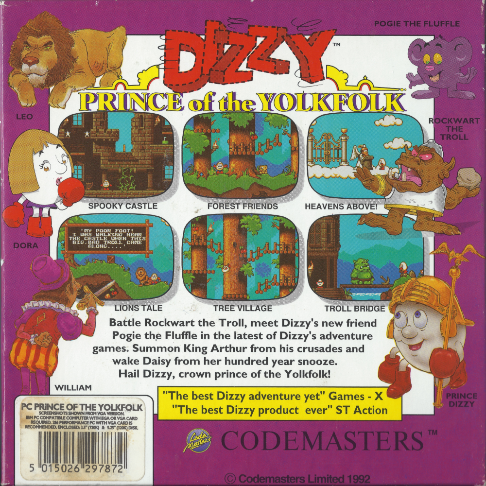 Dizzy - Prince Of The Yolkfolk - PC Back
