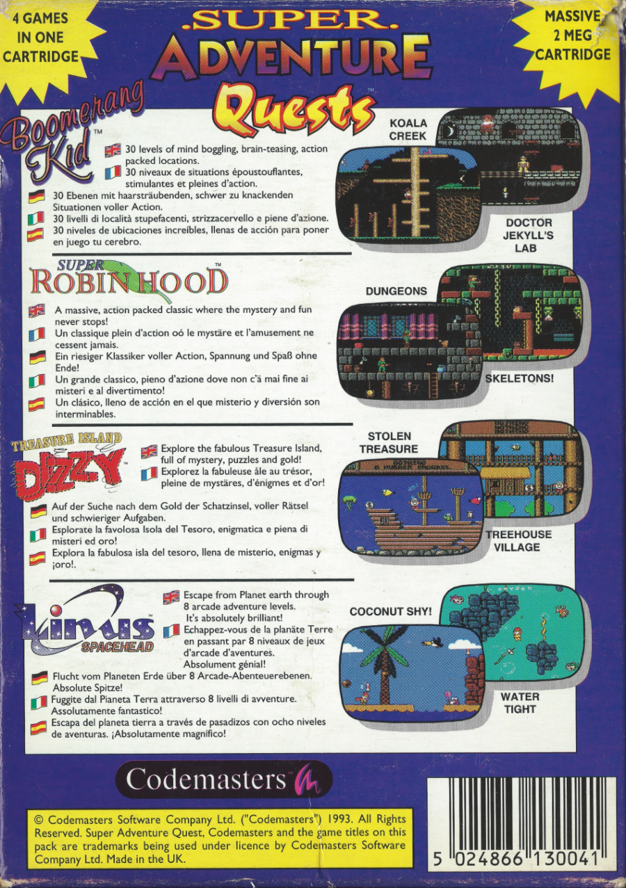 Super Adventure Quests - NES Back