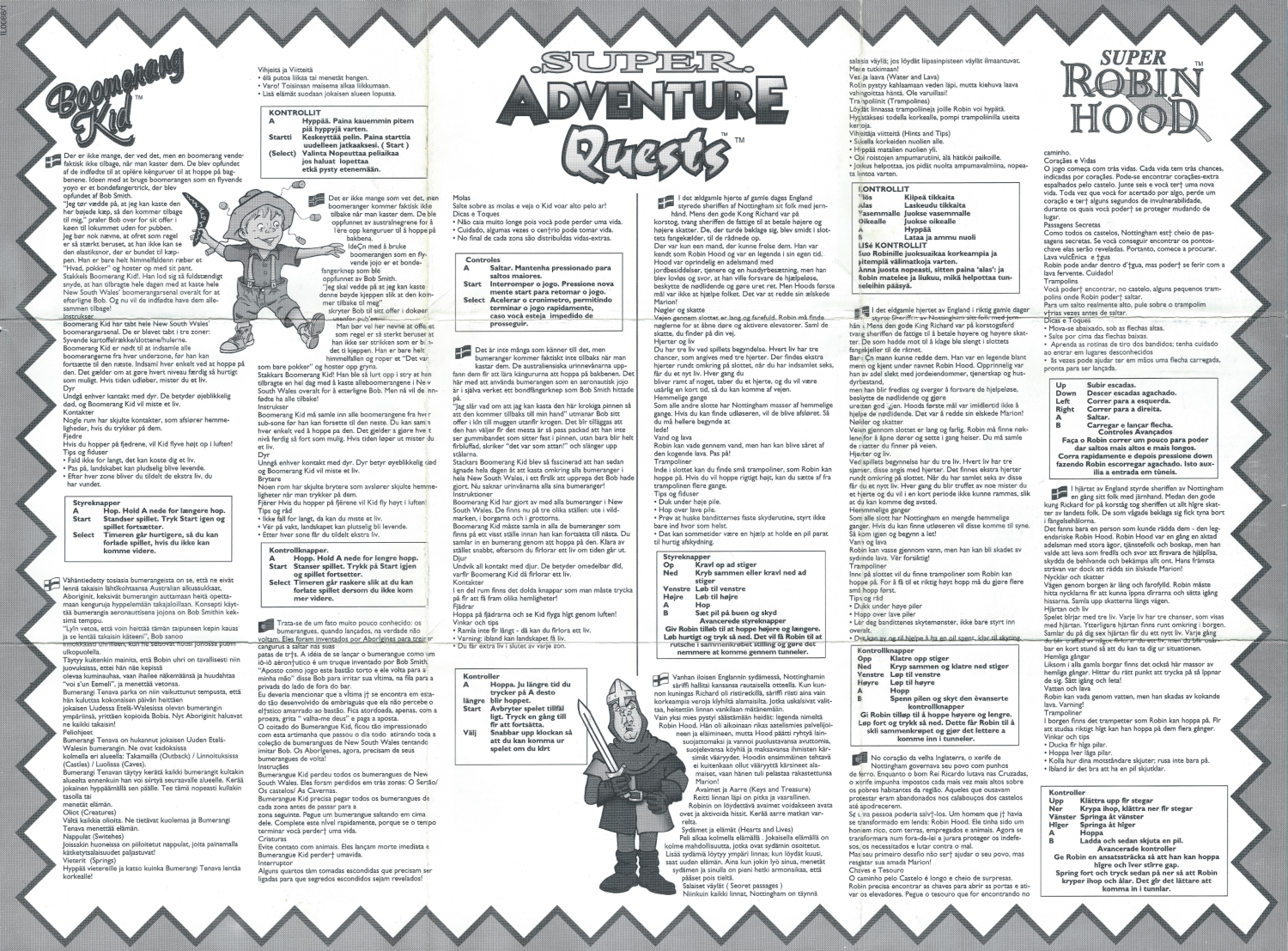 Super Adventure Quests - NES Instructions Front