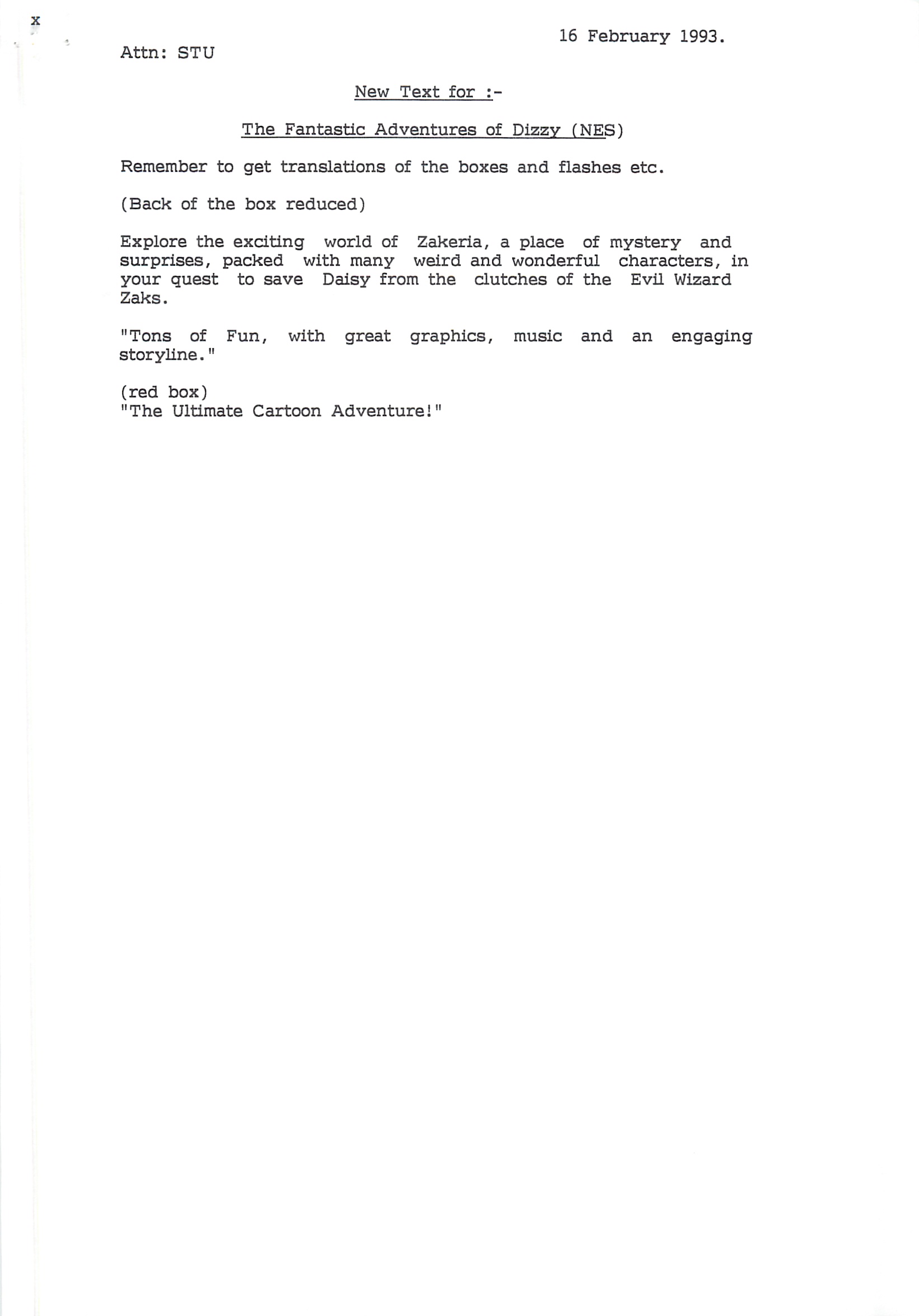 Fantastic Dizzy - Translations Letter #1