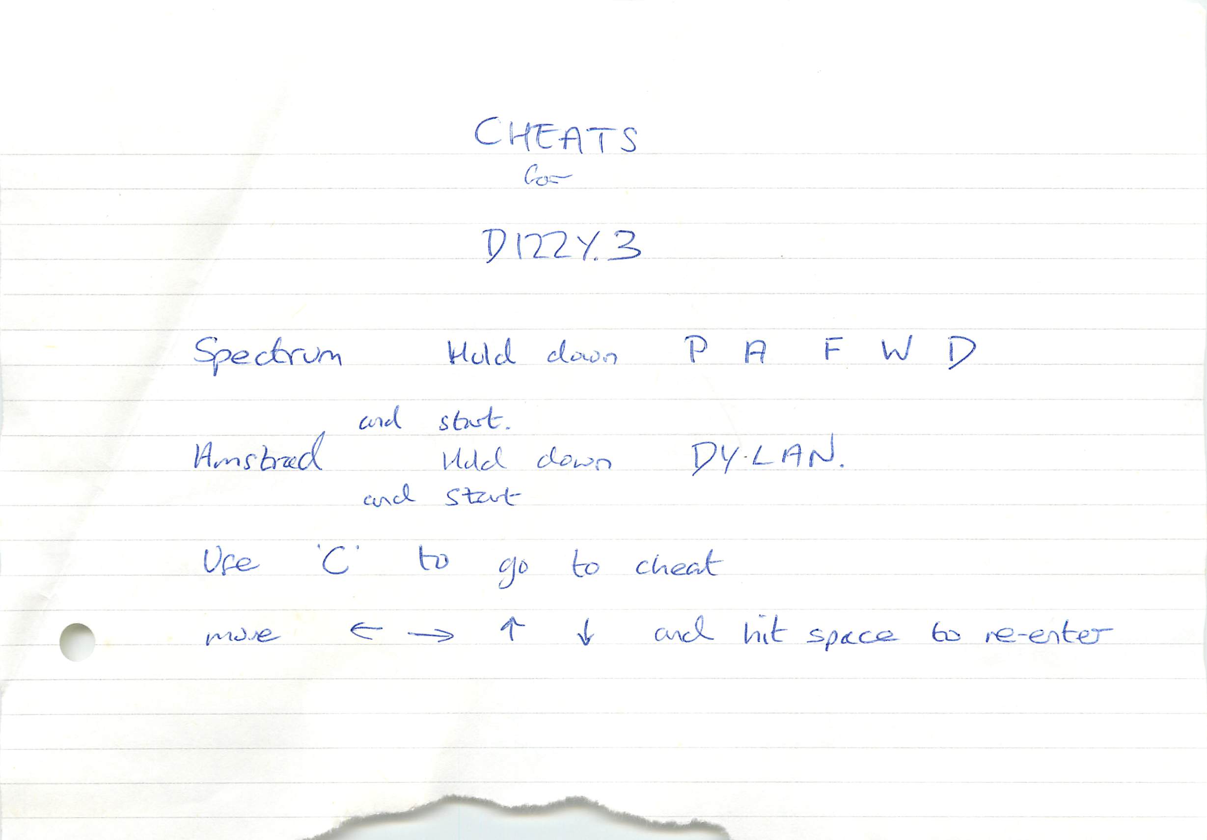 Fantasy World Dizzy - Cheats Notes