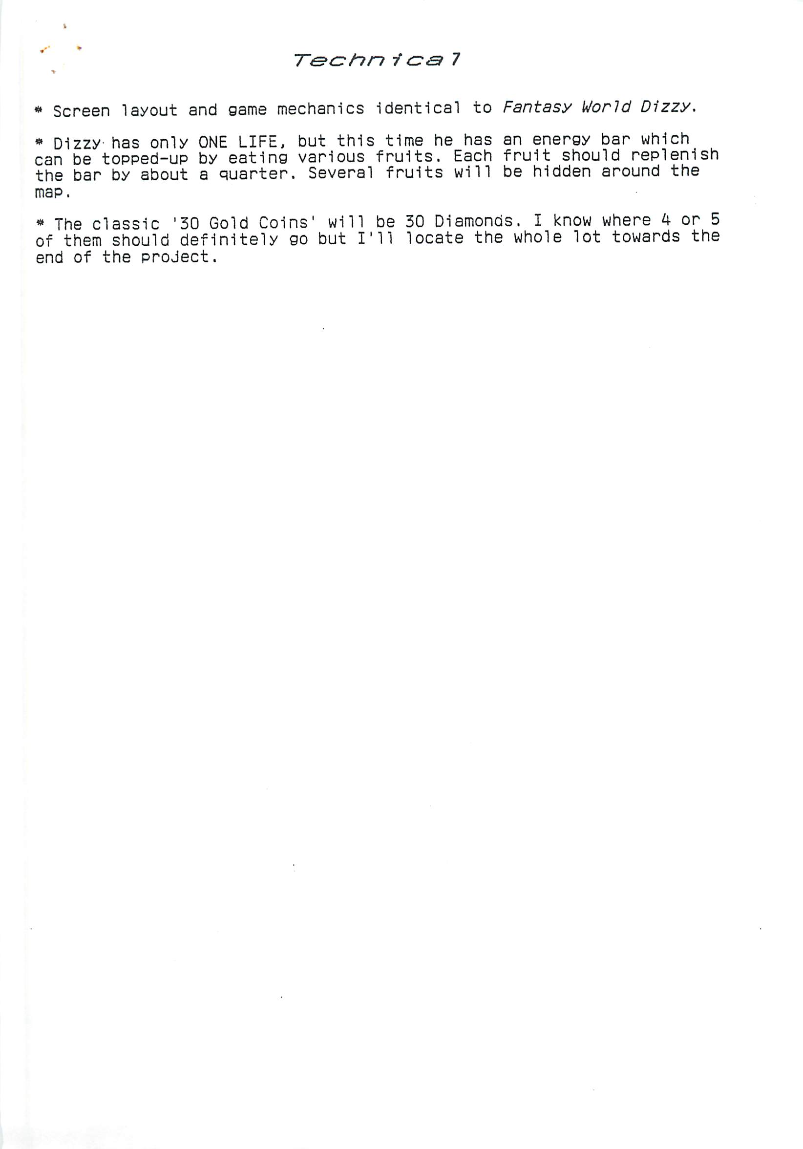 Magicland Dizzy - Technical Notes