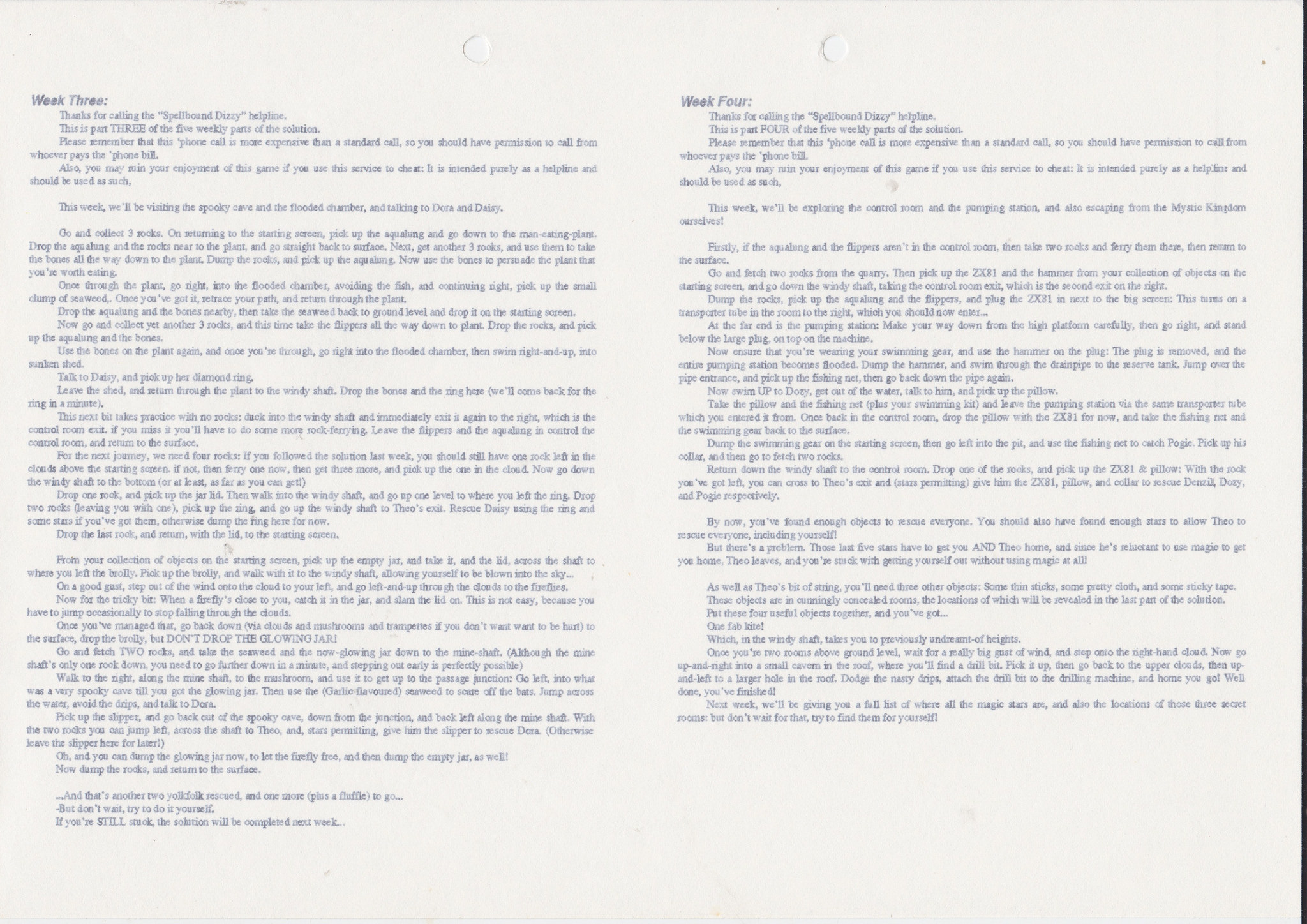 Spellbound Dizzy - Helpline Transcript #2