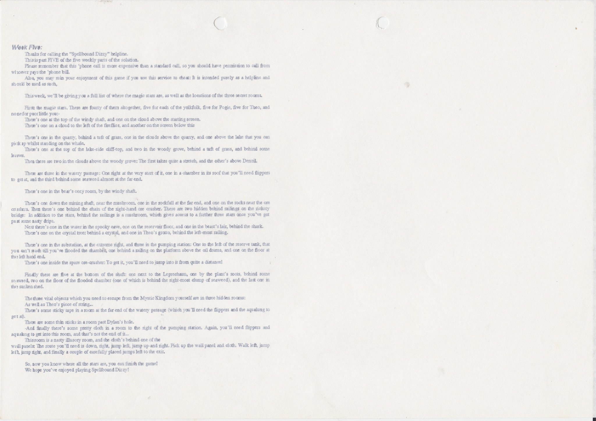 Spellbound Dizzy - Helpline Transcript #3