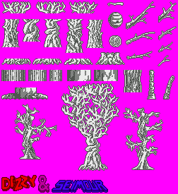 Sprite Sheet: Dizzy And Seymour - Game - Trees